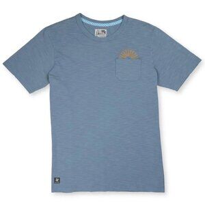 Baja Llama Dusty Blue Sun Embroidered Slub Pima Tee
